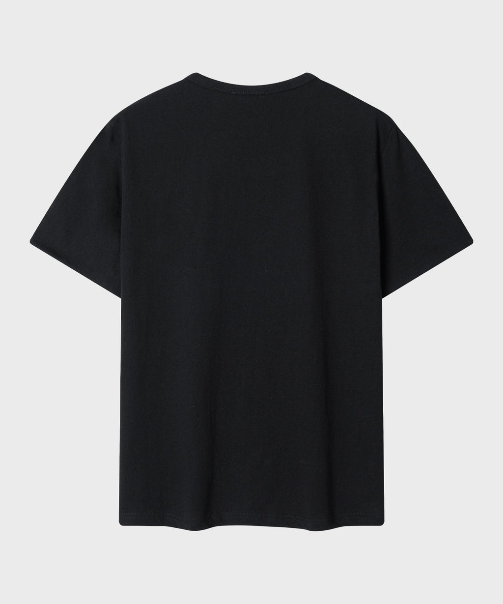 Stripe Layered Roll-Up T-Shirt [Black]