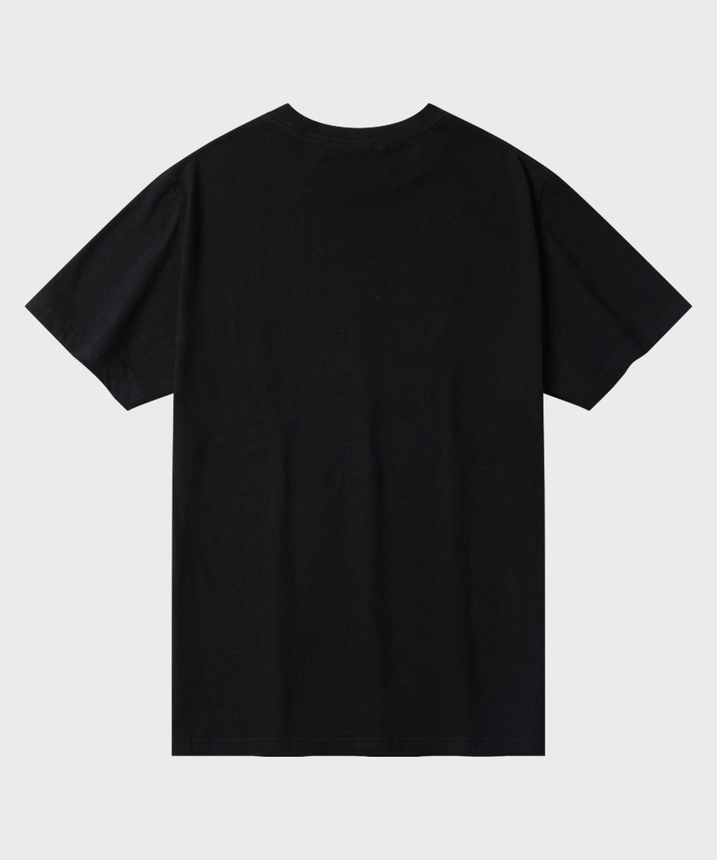 Vintage Lettering Print T-Shirt [Black]