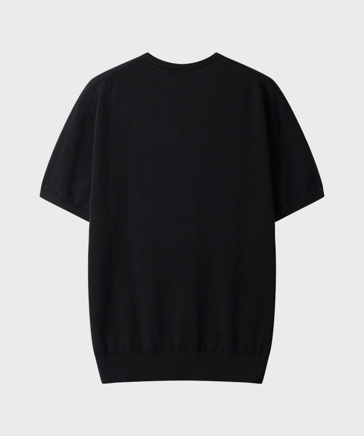 Diagonal Henley Neck Short Sleeve Knit [Black]