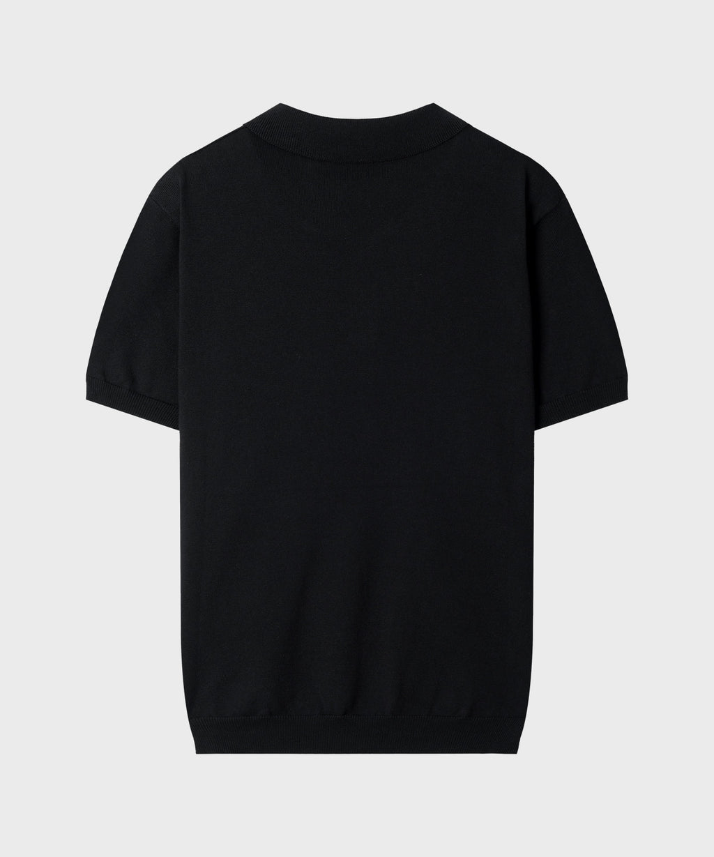 Muscle Fit Collar Short Sleeve Knit [Black]