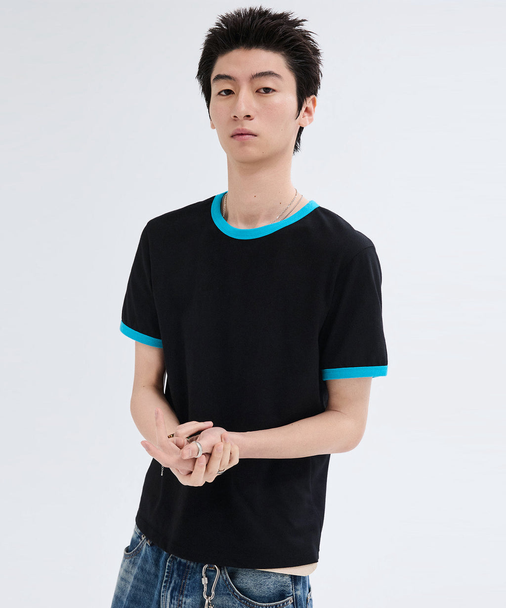 Essential Ringer Color-Block T-Shirt [Black]