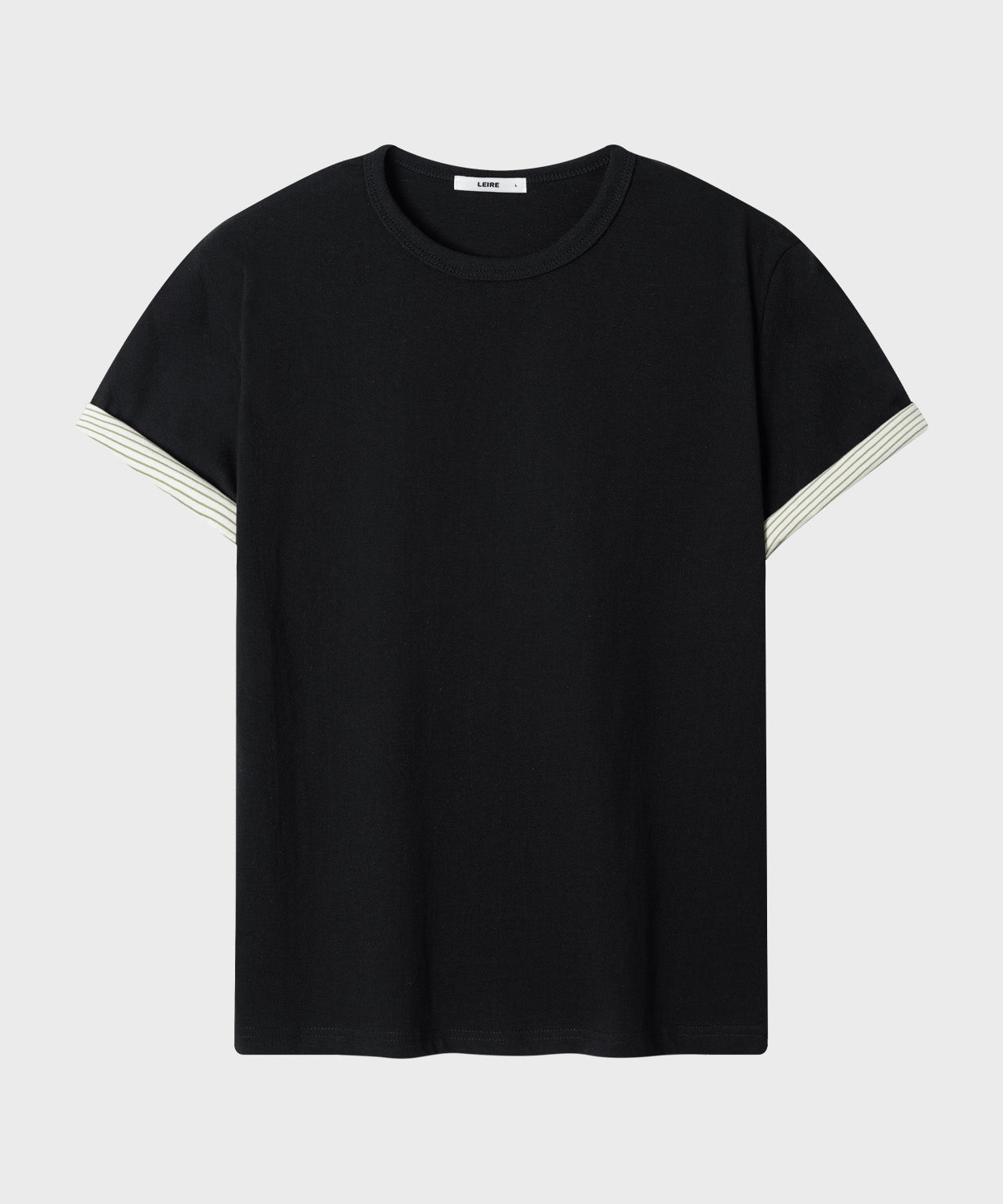 Stripe Layered Roll-Up T-Shirt [Black]