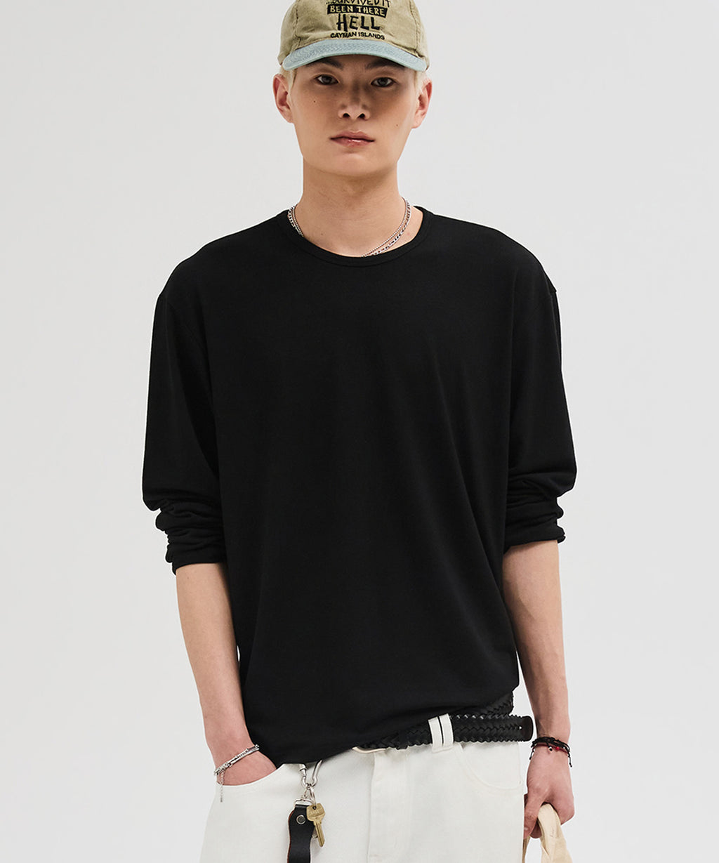 Soft Round Long Sleeve T-Shirt [Black]