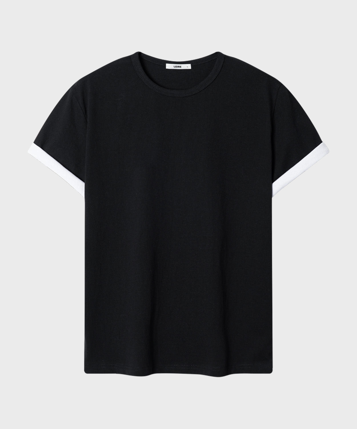Color Layered Roll-Up T-Shirt [Black]