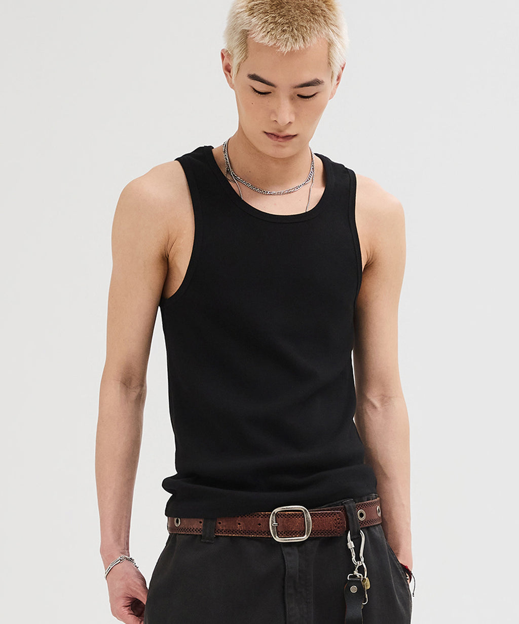 Essential Ribbed Sleeveless [Black]