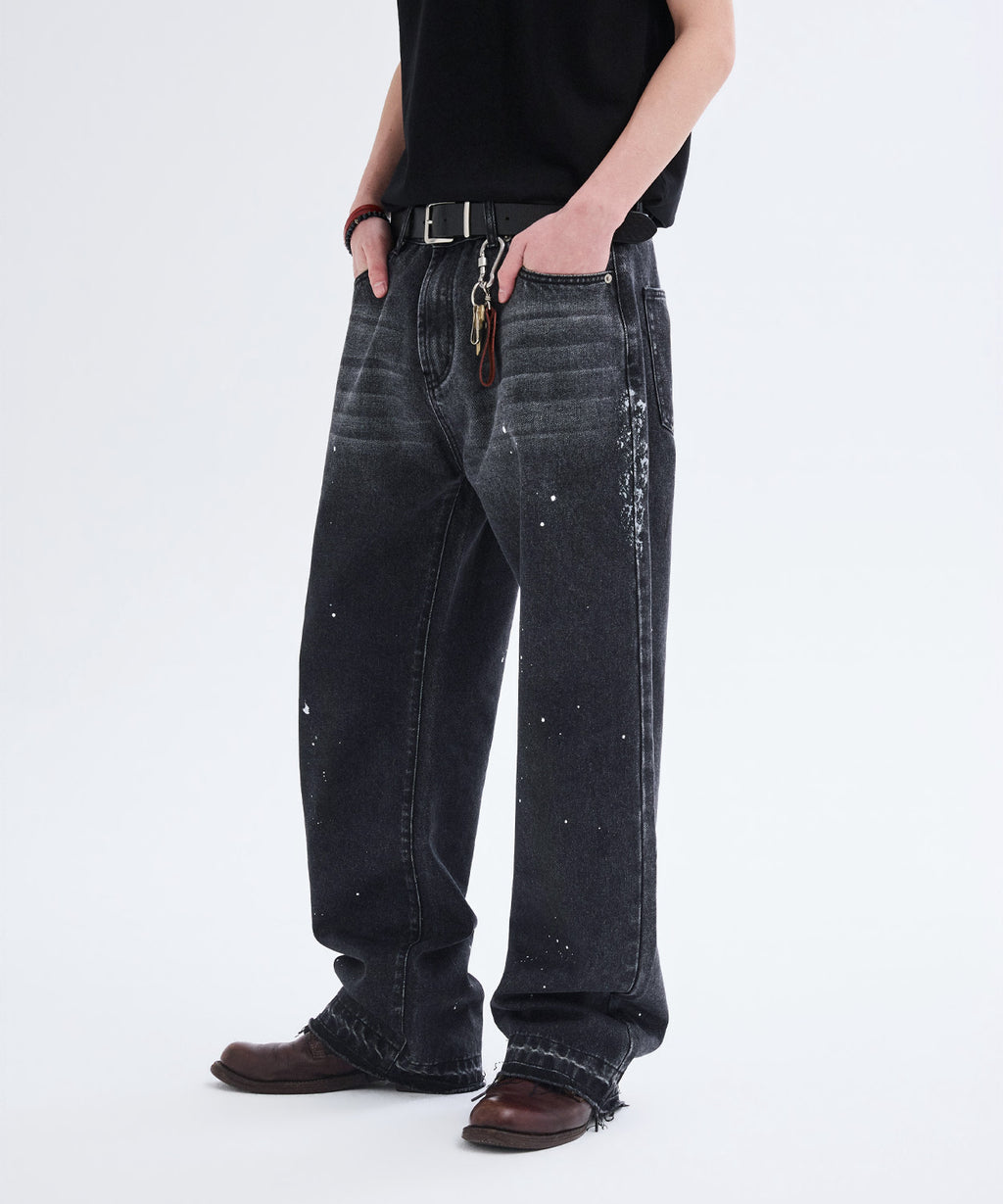 Painted Over Dye Washed Pants [Black]