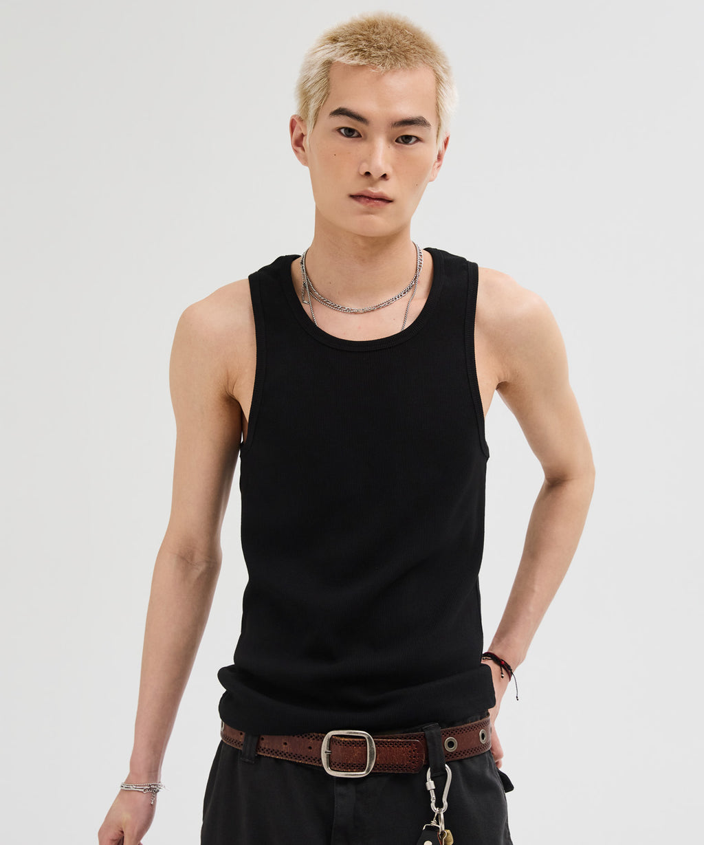 Essential Ribbed Sleeveless [Black]