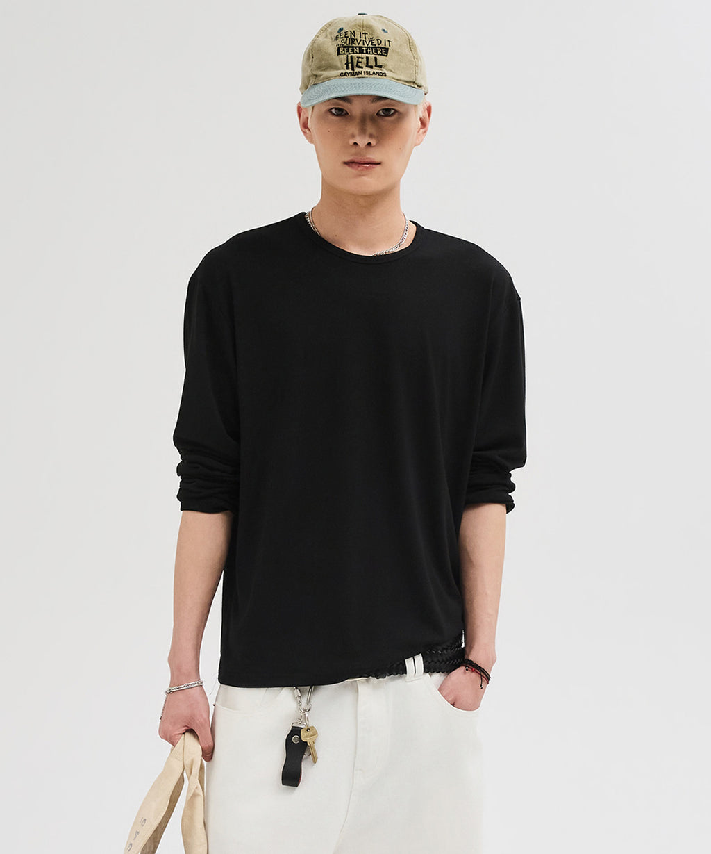 Soft Round Long Sleeve T-Shirt [Black]