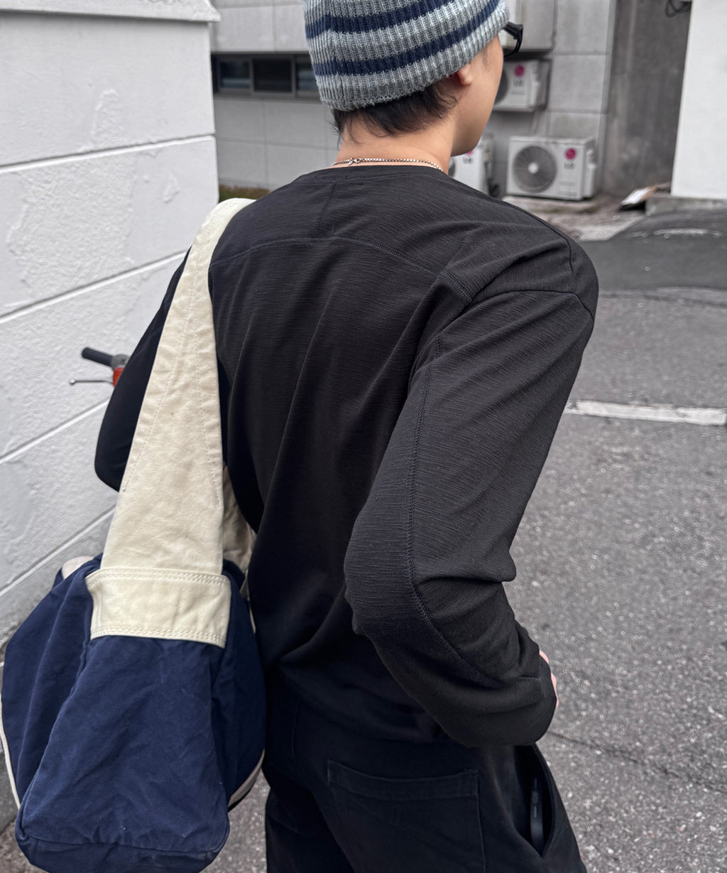 Slub Back Line Long Sleeve T-Shirt [Black]