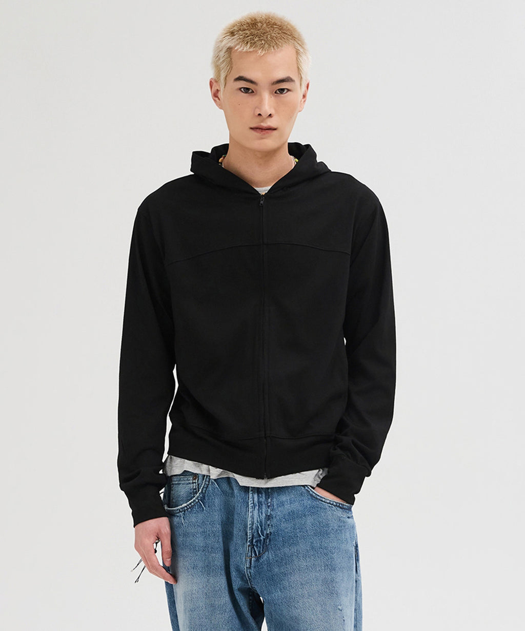 Slim Fit Hoodie Zip-Up [Black]