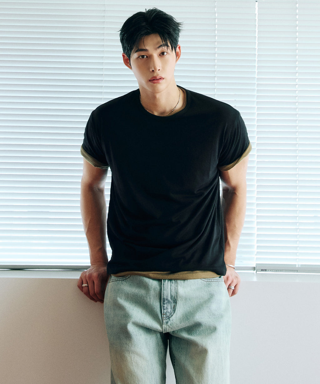Soft U-Neck Inner T-Shirt [Black]