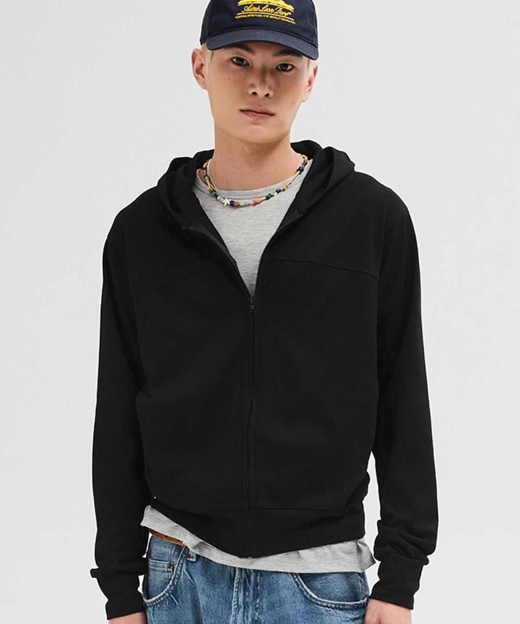 Slim Fit Hoodie Zip-Up [Black]