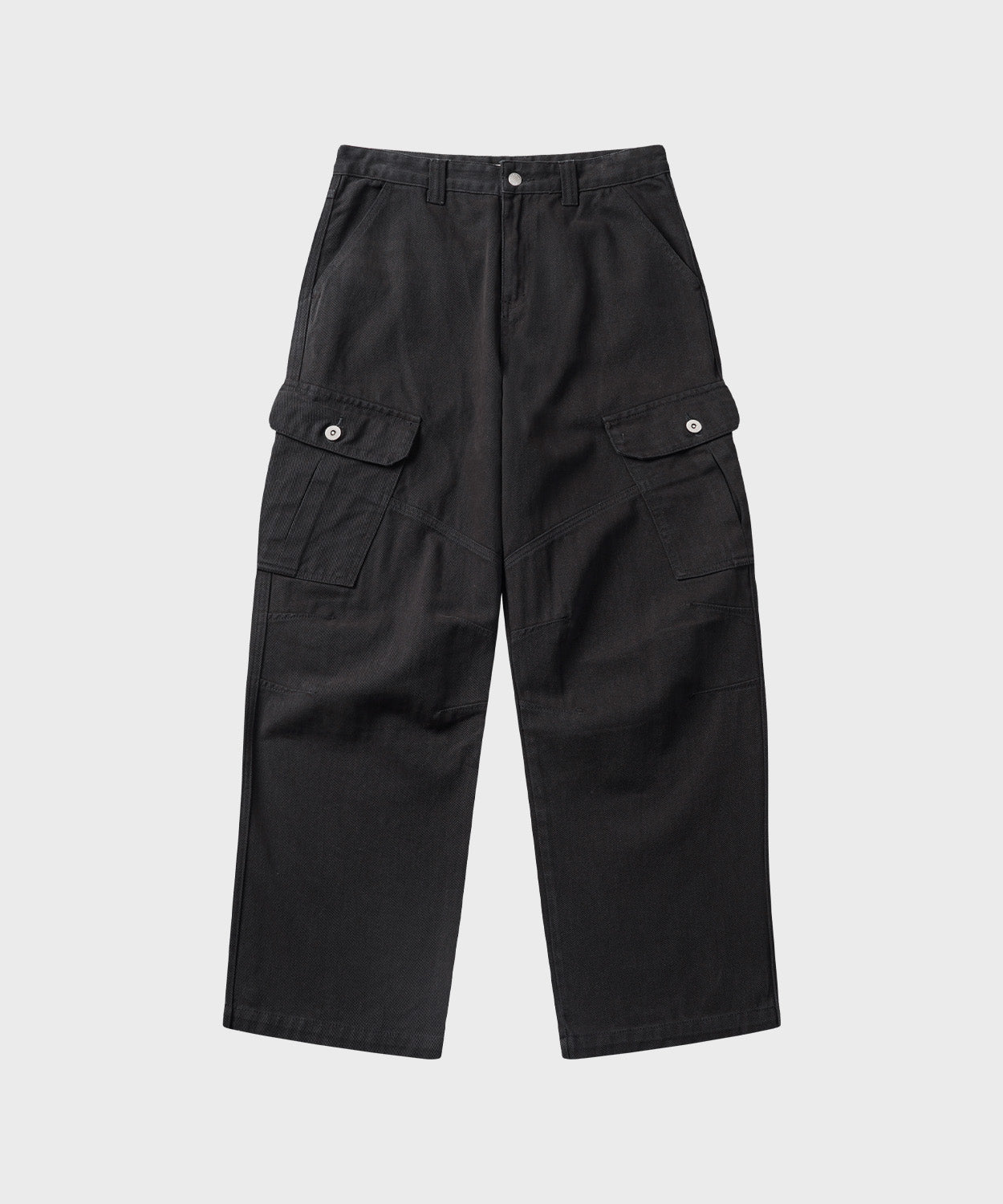 Garment Dyed Curved Cargo Pants [Black]
