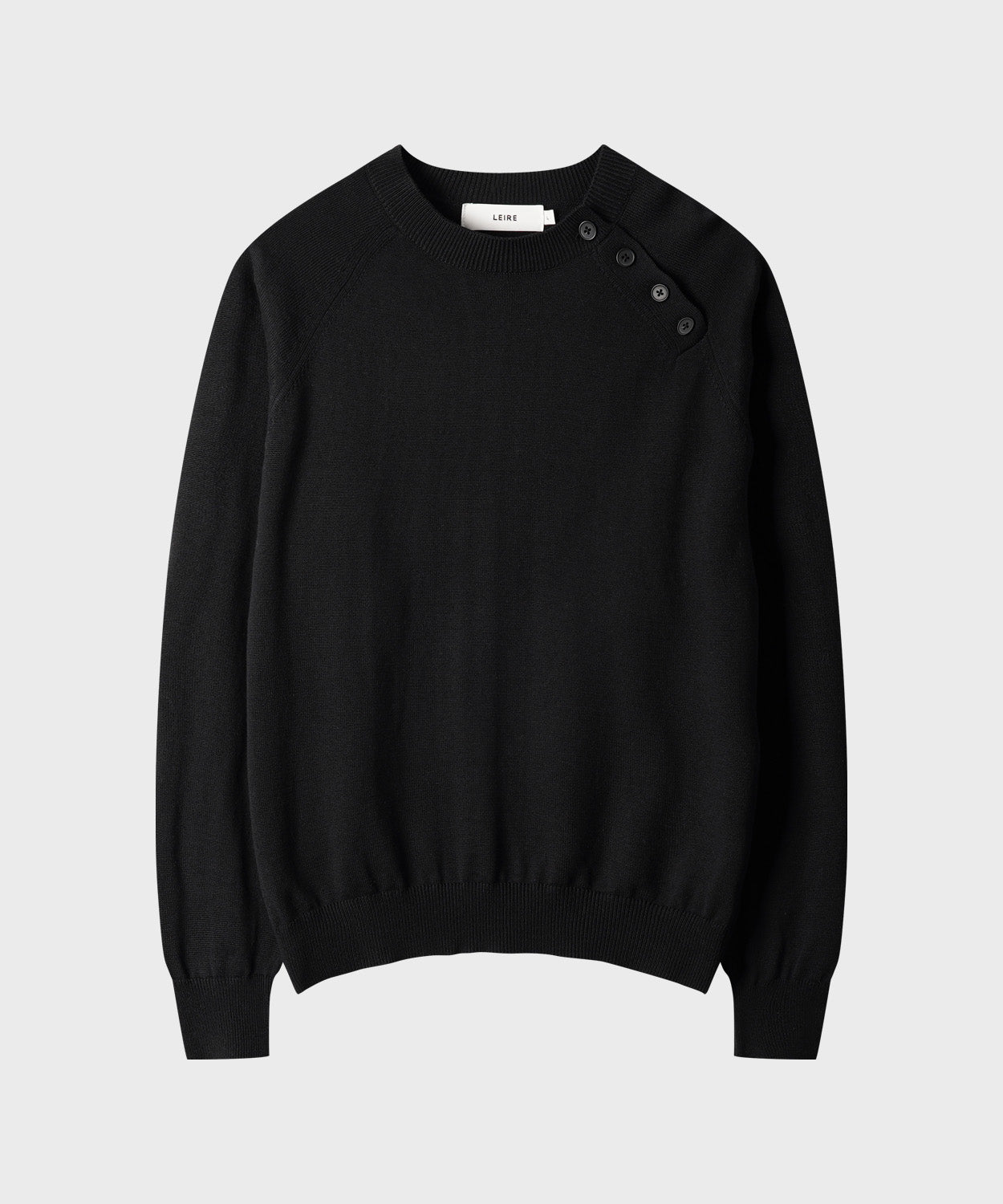 Diagonal Henley Neck Crop Knit [Black]