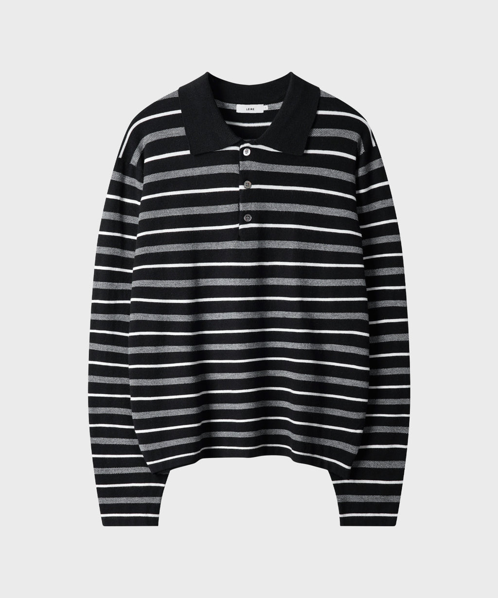 Multi Stripe Collar Crop Knit [Black]
