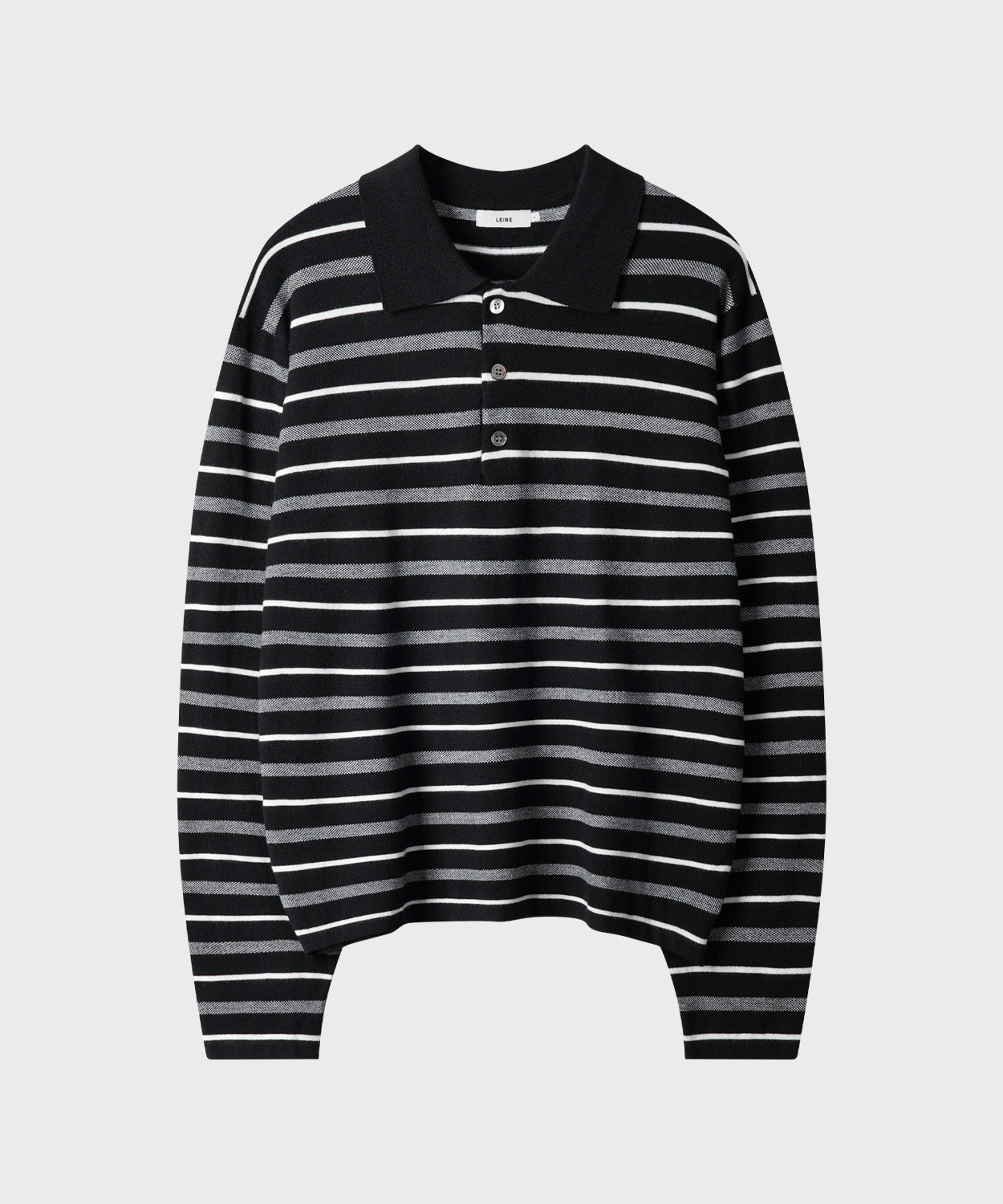 Multi Stripe Collar Crop Knit [Black]