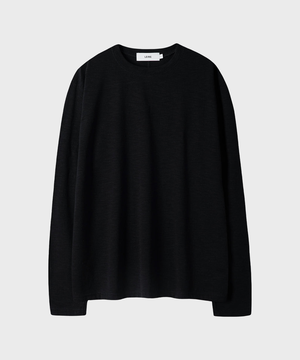 Slub Back Line Long Sleeve T-Shirt [Black]