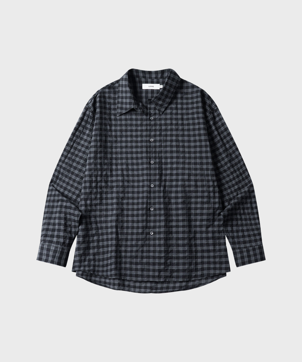 Seersucker Two-Tone Check Shirt [Black]