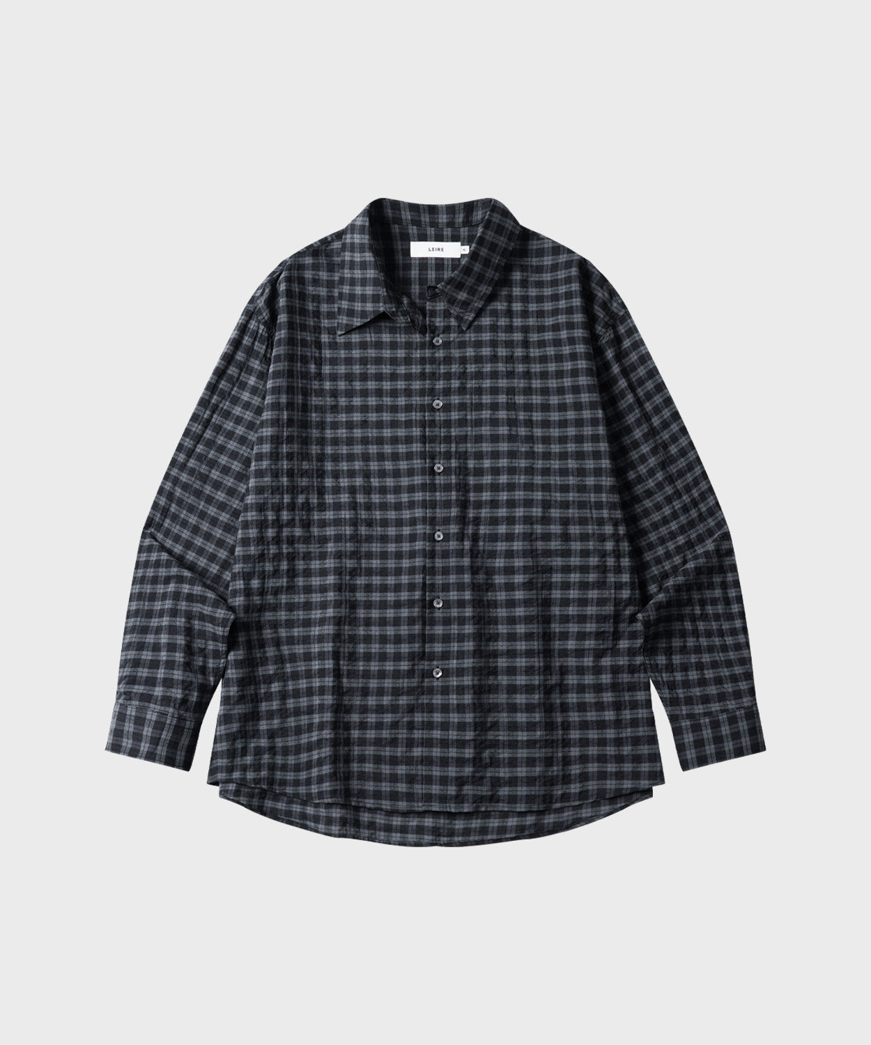 Seersucker Two-Tone Check Shirt [Black]