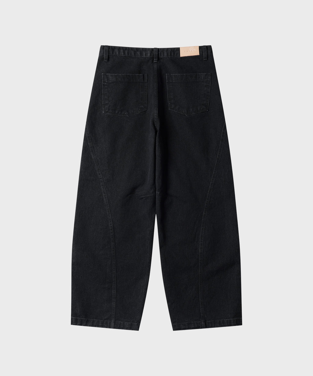 Curved Line Washed Pants [Black]