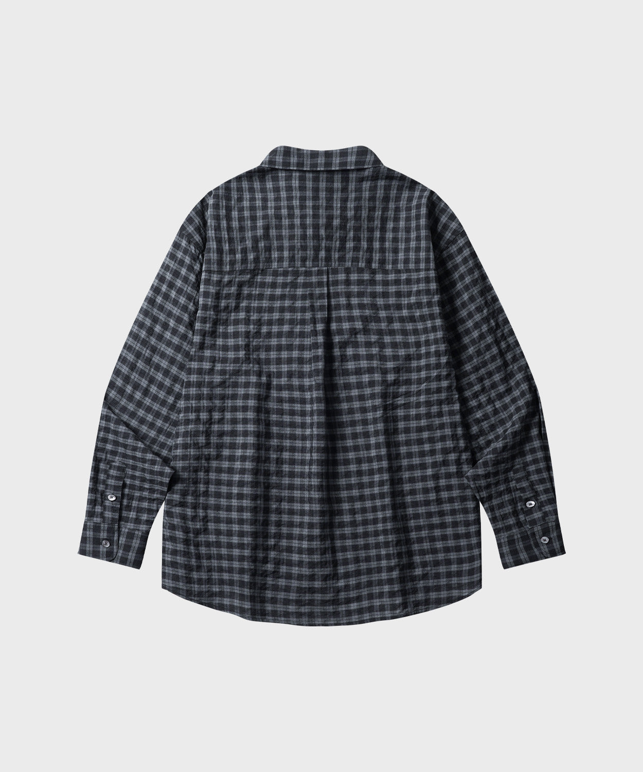 Seersucker Two-Tone Check Shirt [Black]