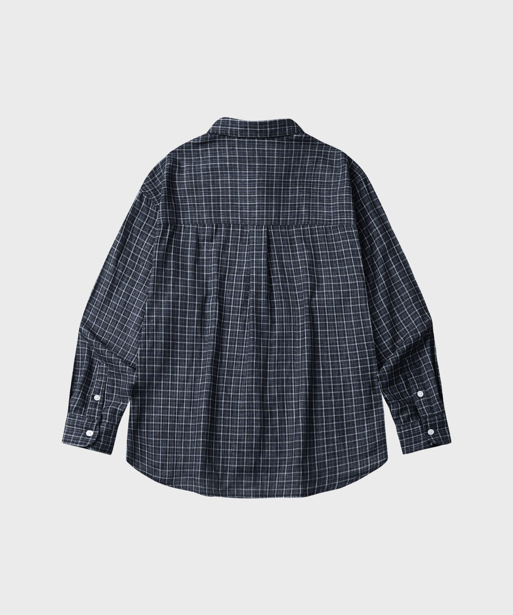 Double Layer Check Shirt [Black]