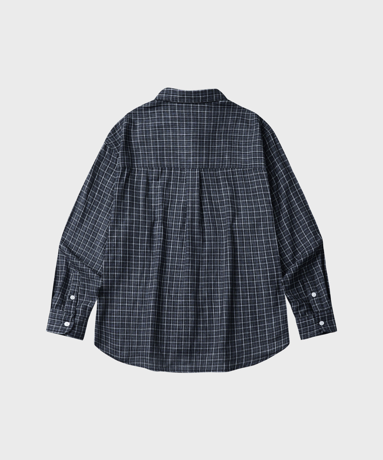 Double Layer Check Shirt [Black]