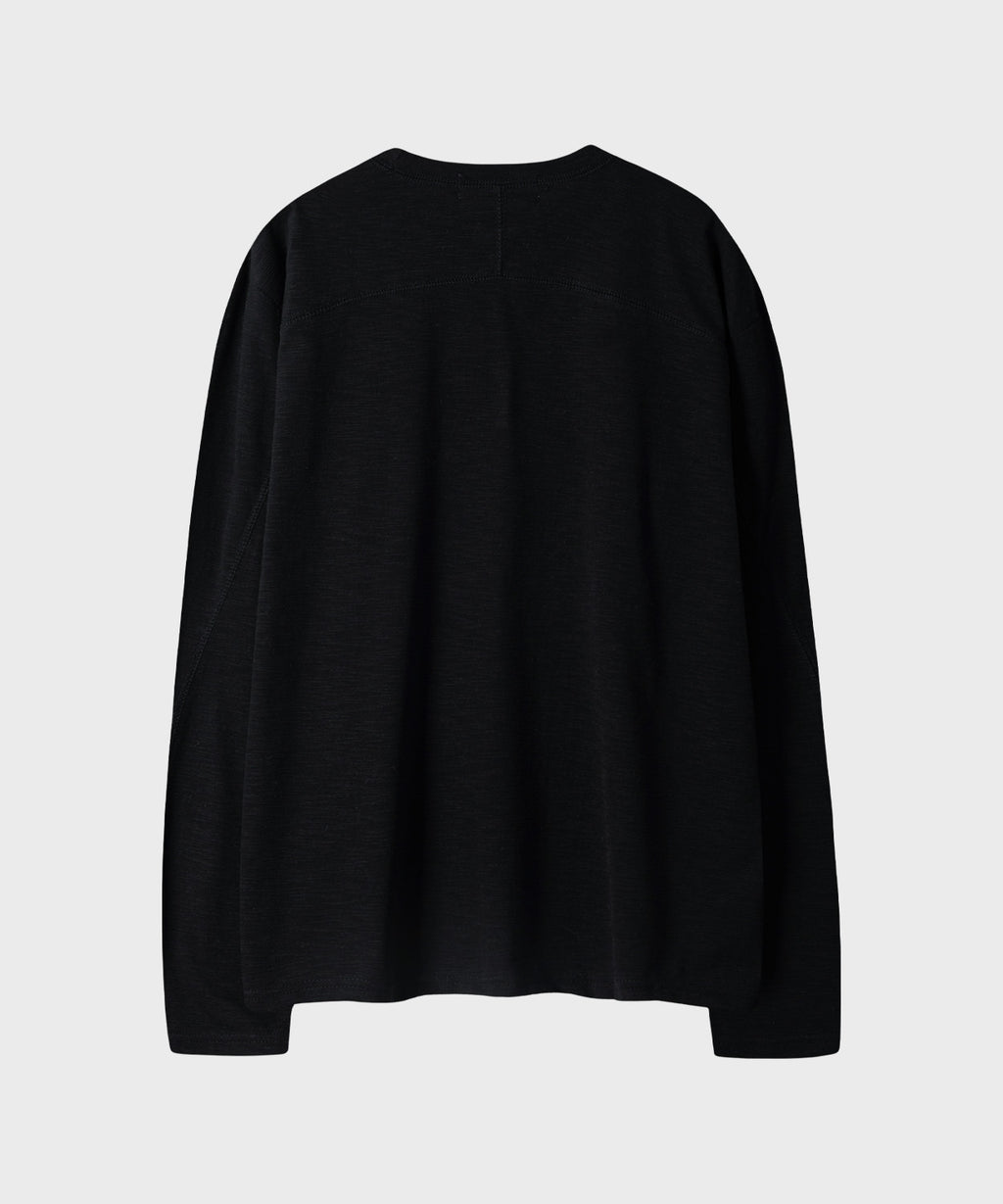 Slub Back Line Long Sleeve T-Shirt [Black]