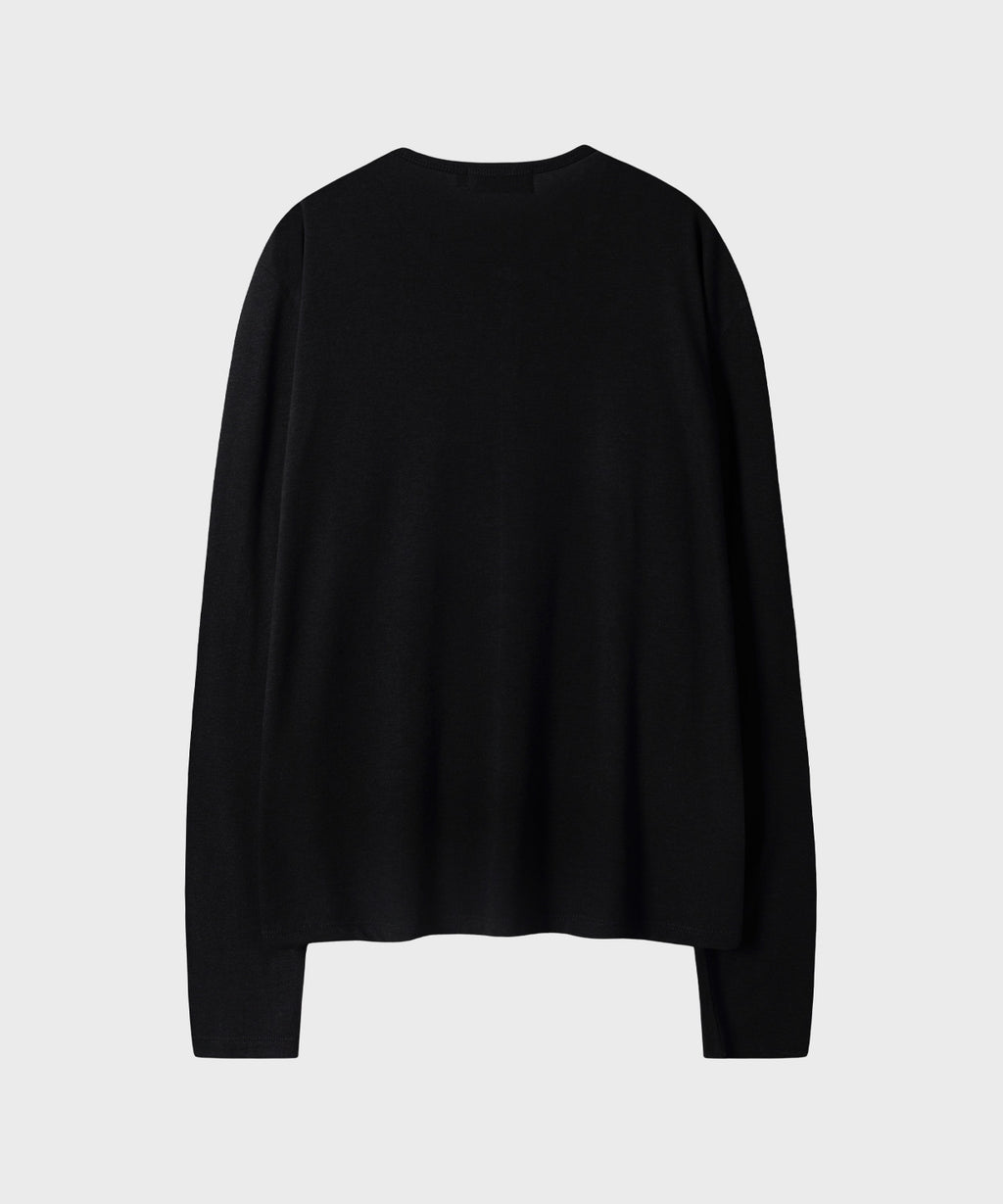 Soft Henley Neck Long Sleeve T-Shirt [Black]