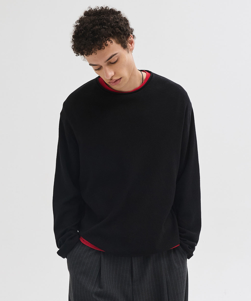 Cut-Off Texture Knit [Black]