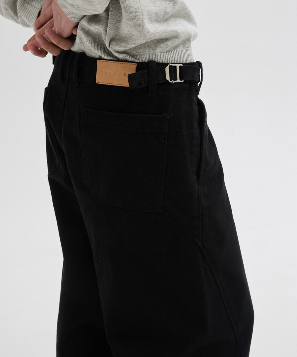Curved Bijou Washed Pants [Black]