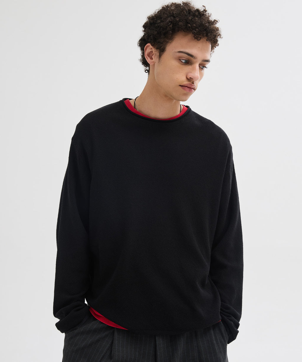 Cut-Off Texture Knit [Black]