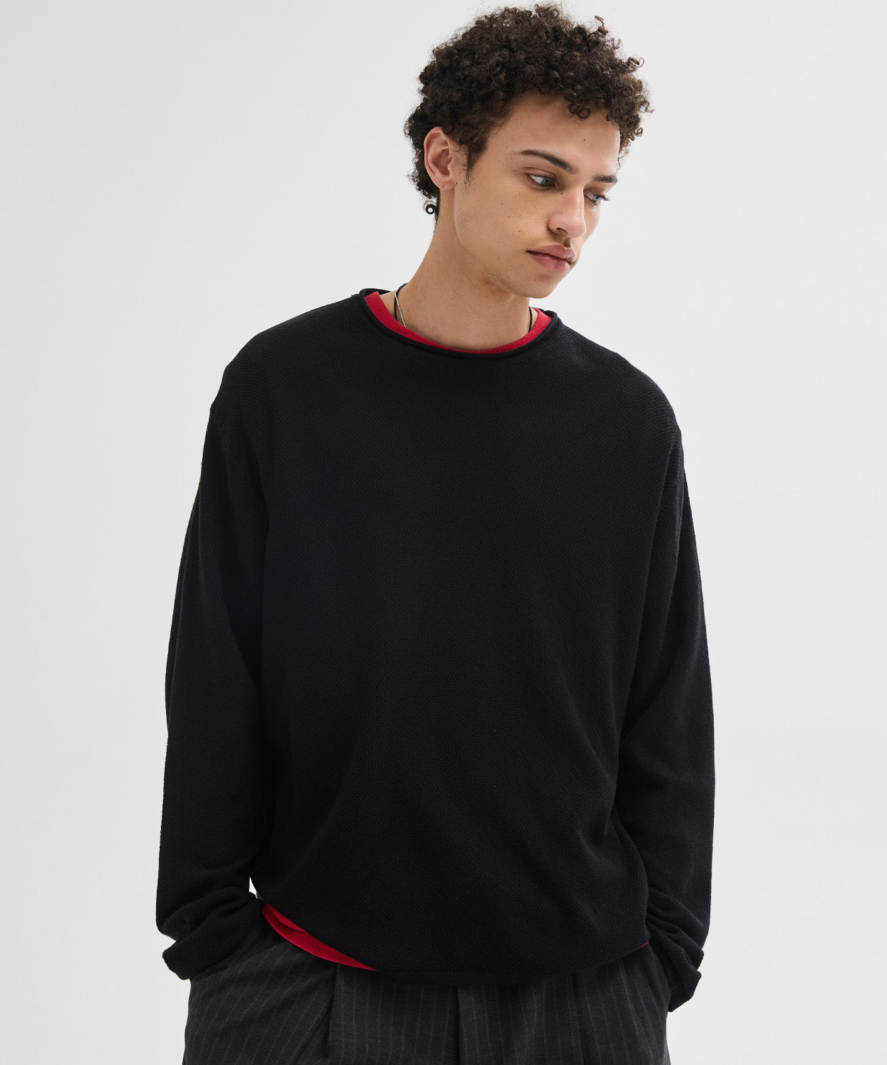 Cut-Off Texture Knit [Black]
