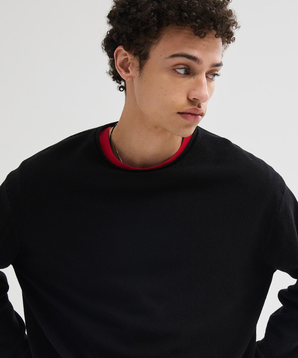 Cut-Off Texture Knit [Black]