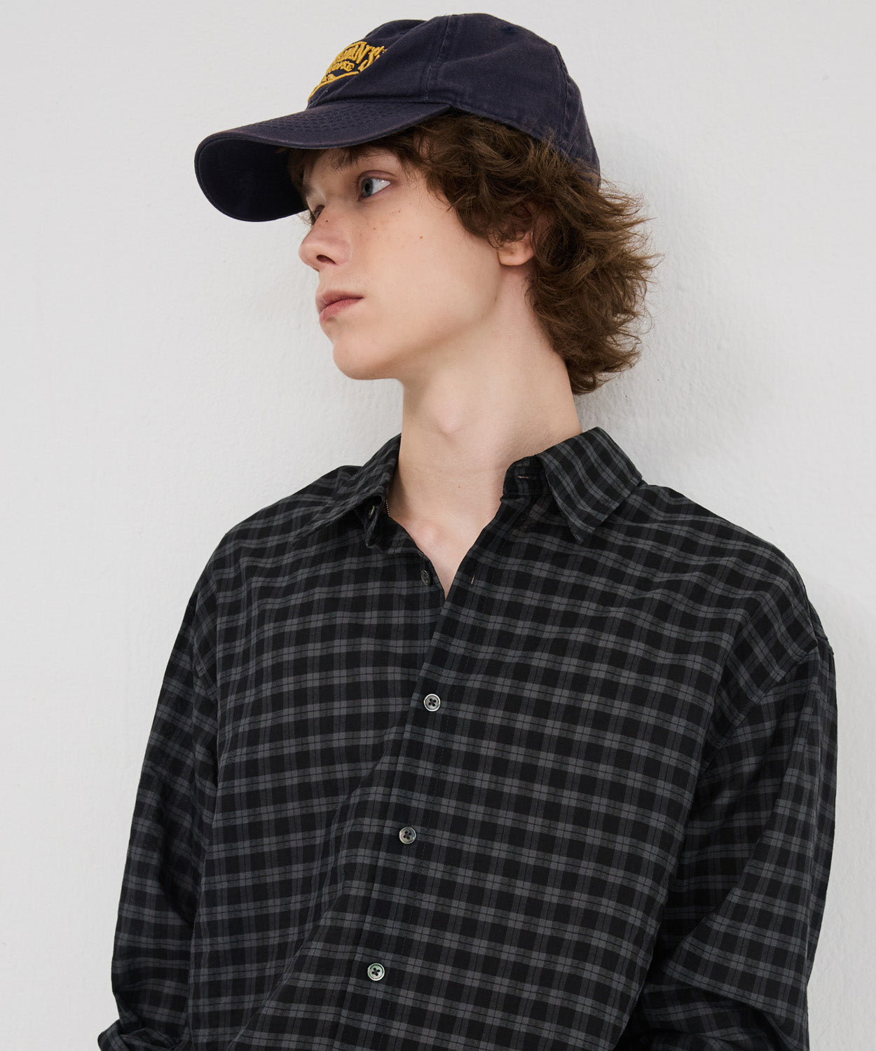 Seersucker Two-Tone Check Shirt [Black]