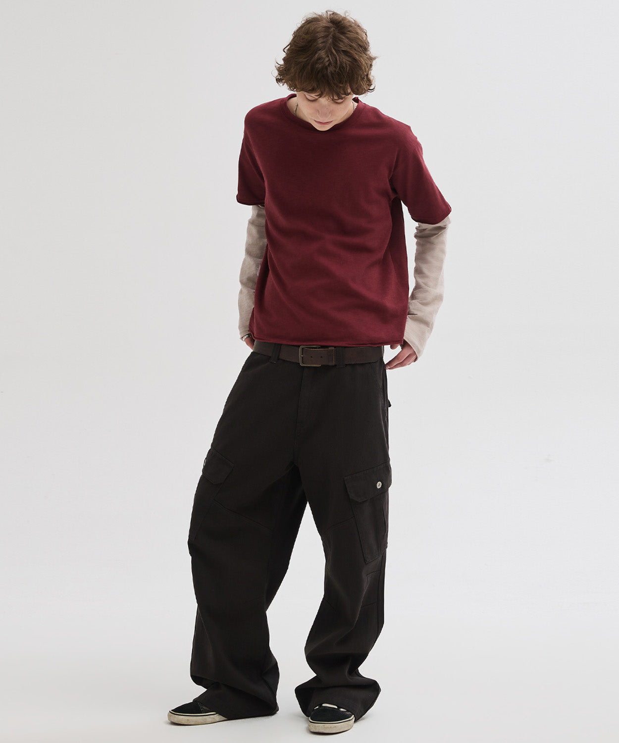 Garment Dyed Curved Cargo Pants [Black]