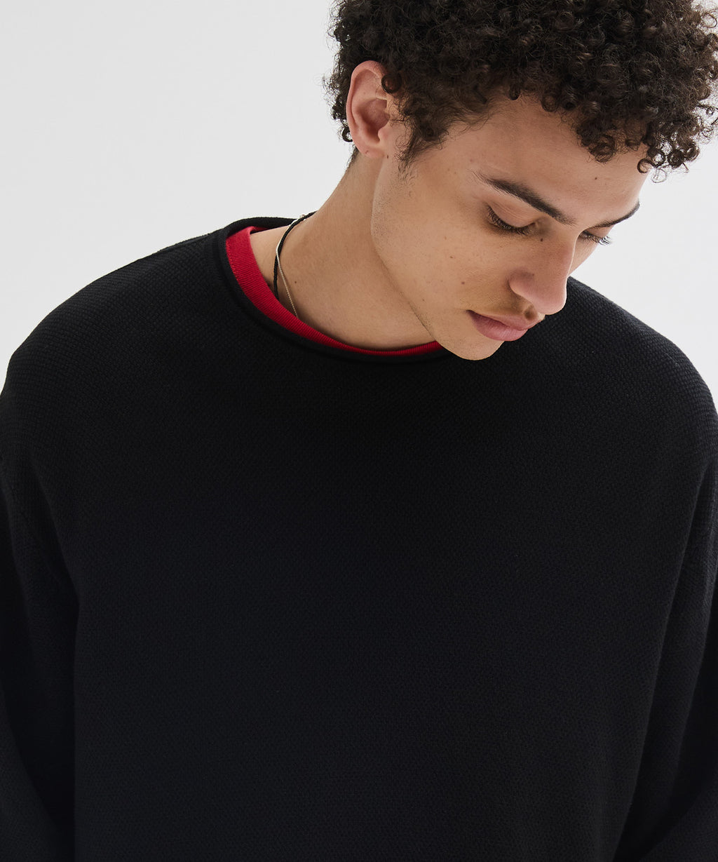 Cut-Off Texture Knit [Black]