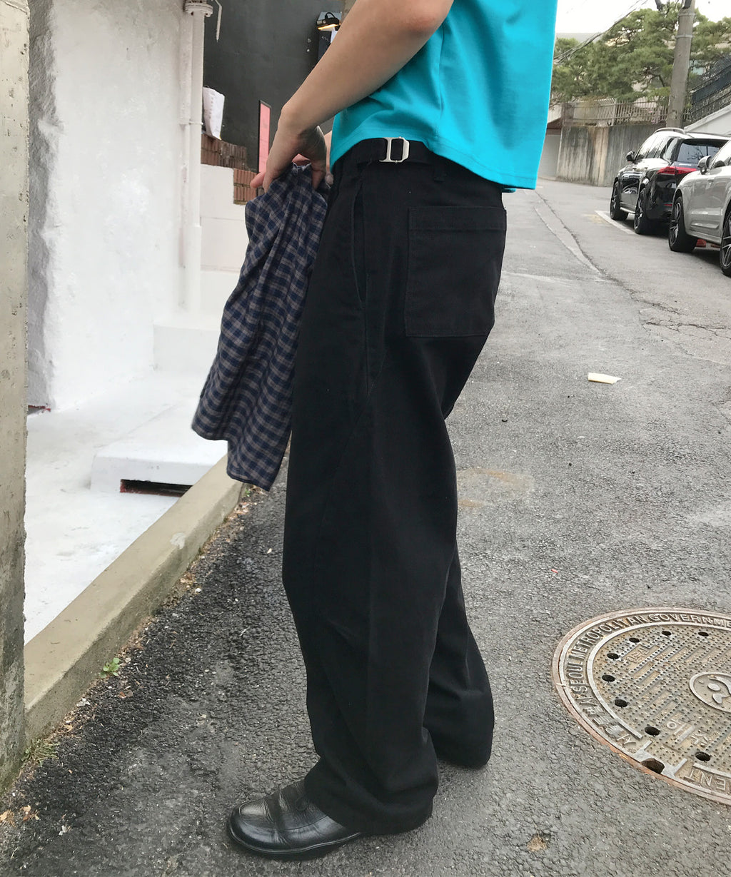 Curved Bijou Washed Pants [Black]