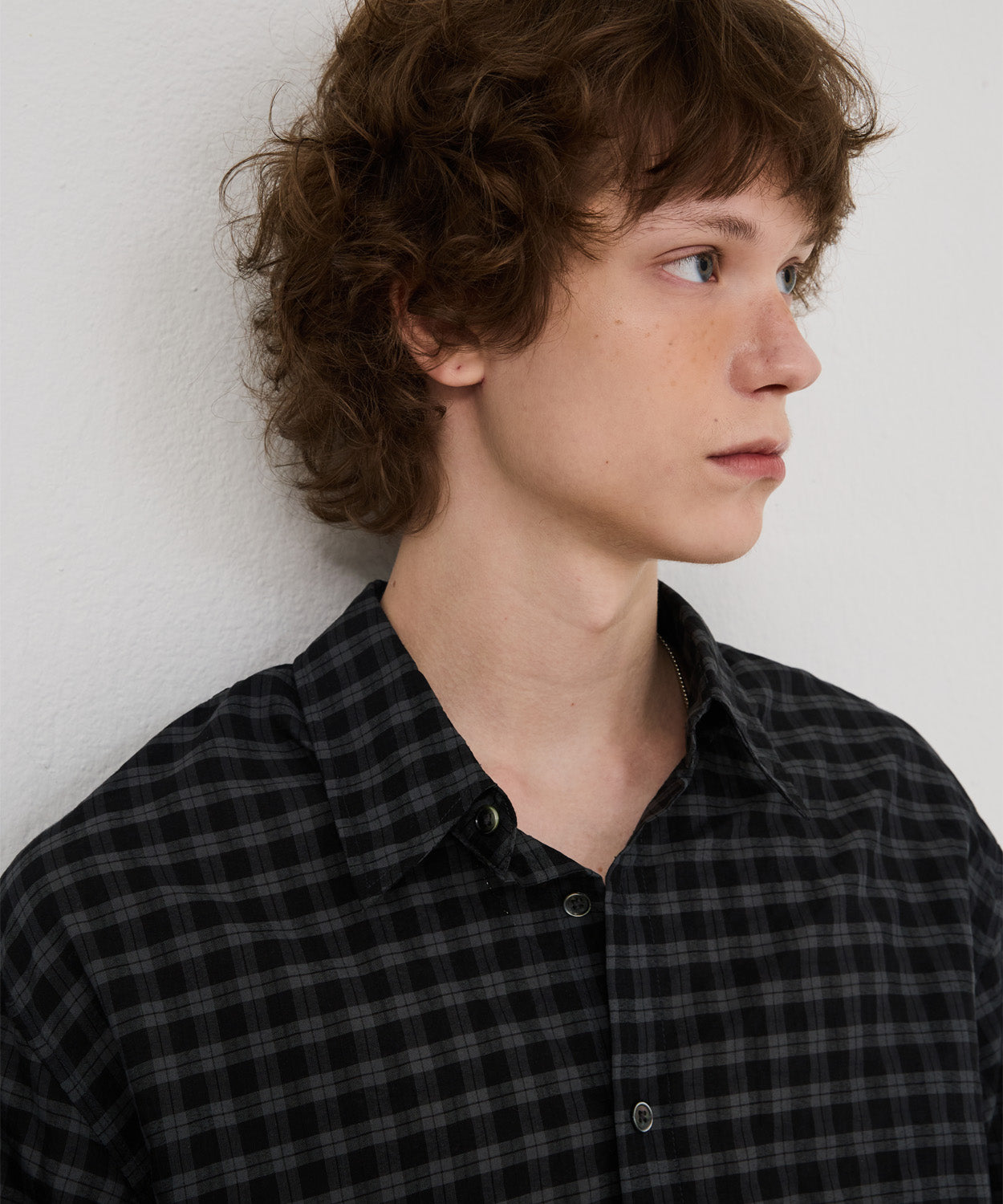 Seersucker Two-Tone Check Shirt [Black]