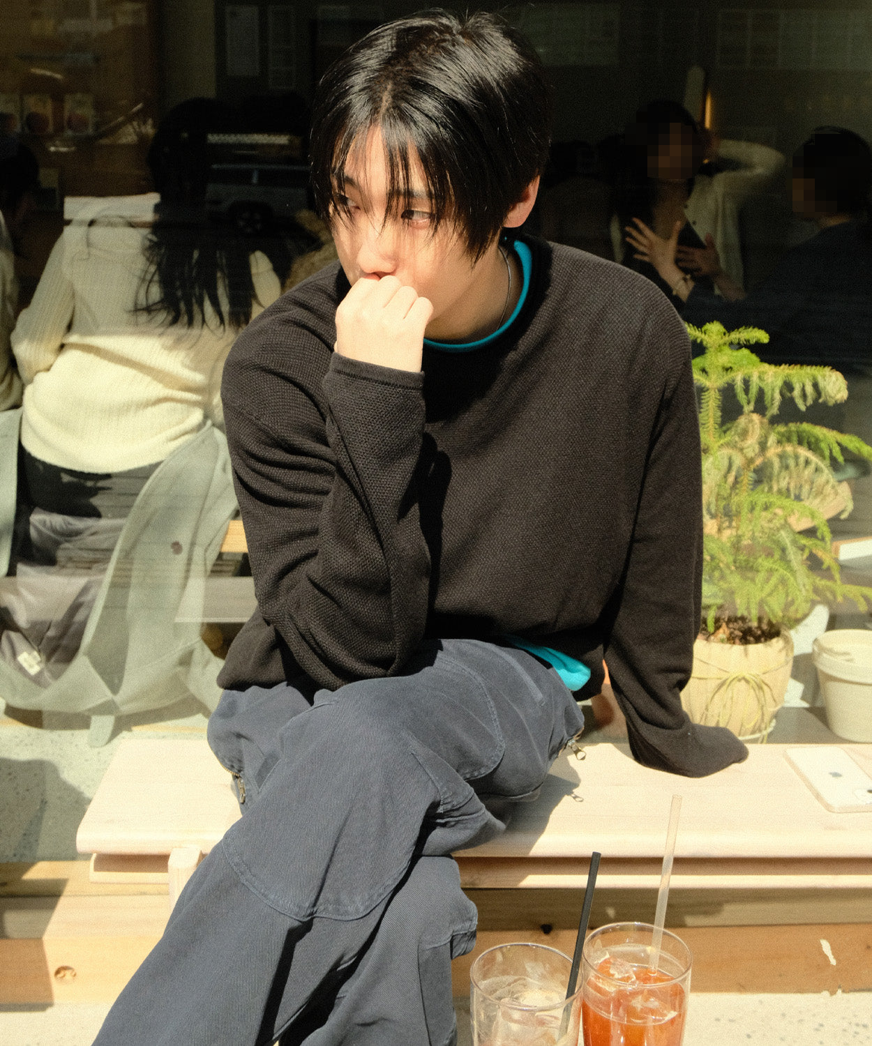 Cut-Off Texture Knit [Black]