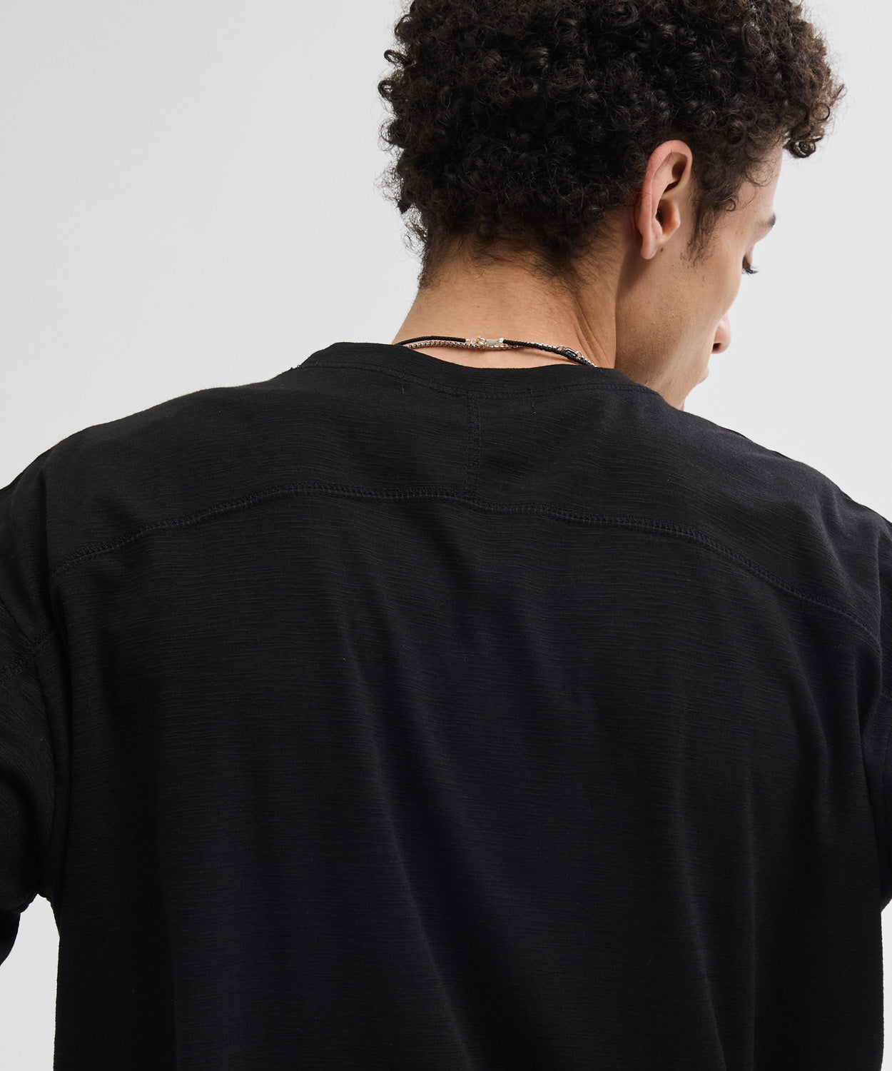 Slub Back Line Long Sleeve T-Shirt [Black]