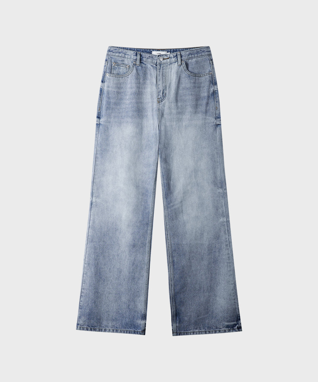Flare Washed Denim Pants [Blue]