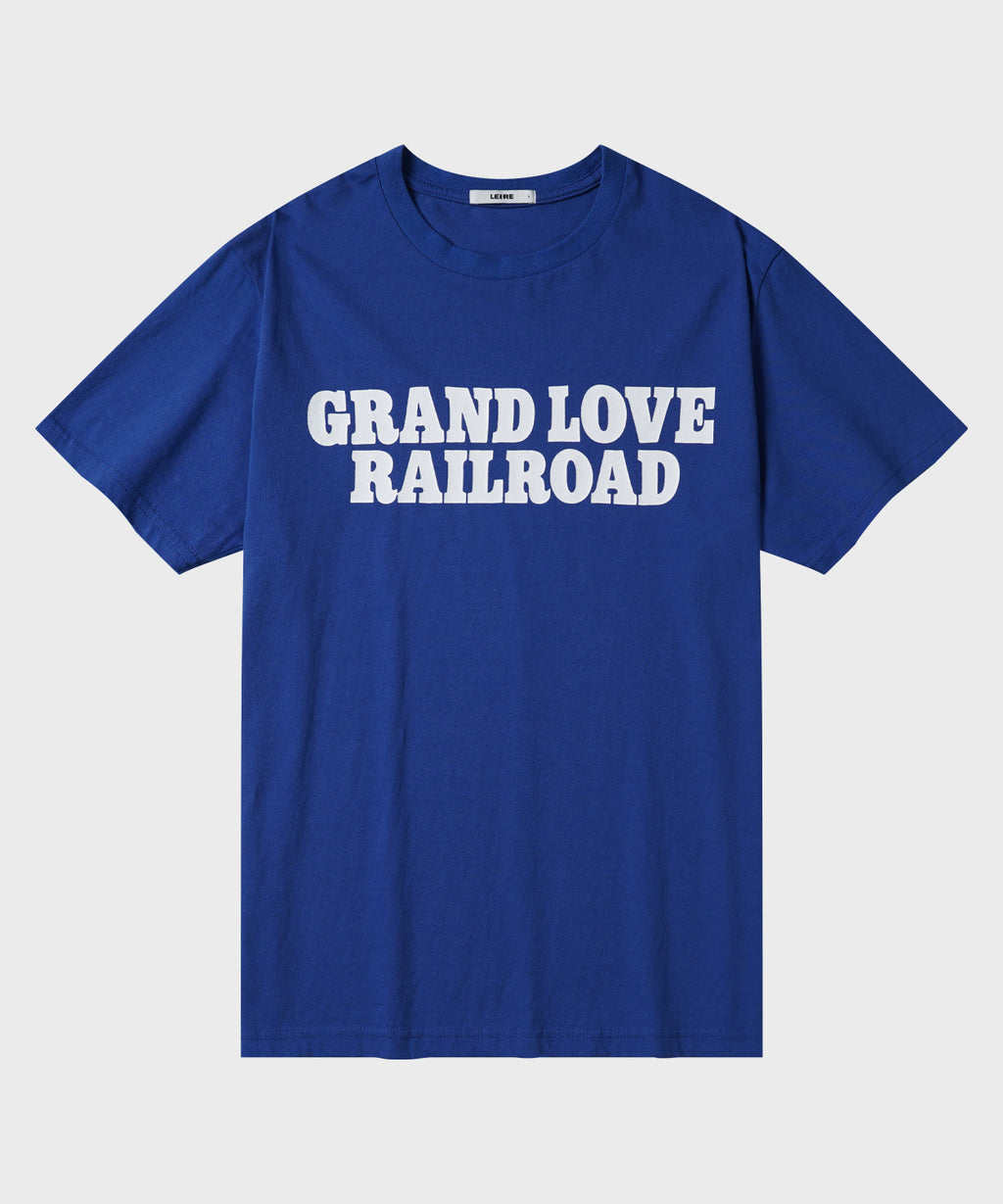 Vintage Lettering Print T-Shirt [Blue]