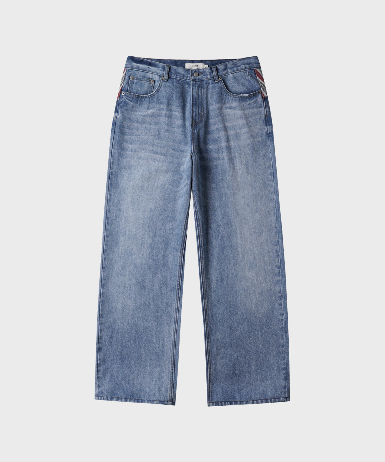 Panel Point Curved Denim Pants [Blue]