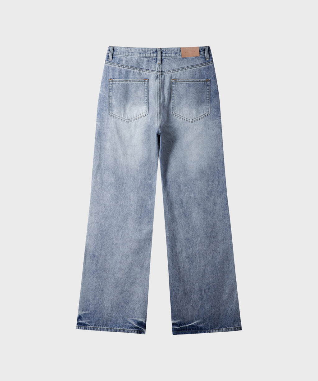 Flare Washed Denim Pants [Blue]