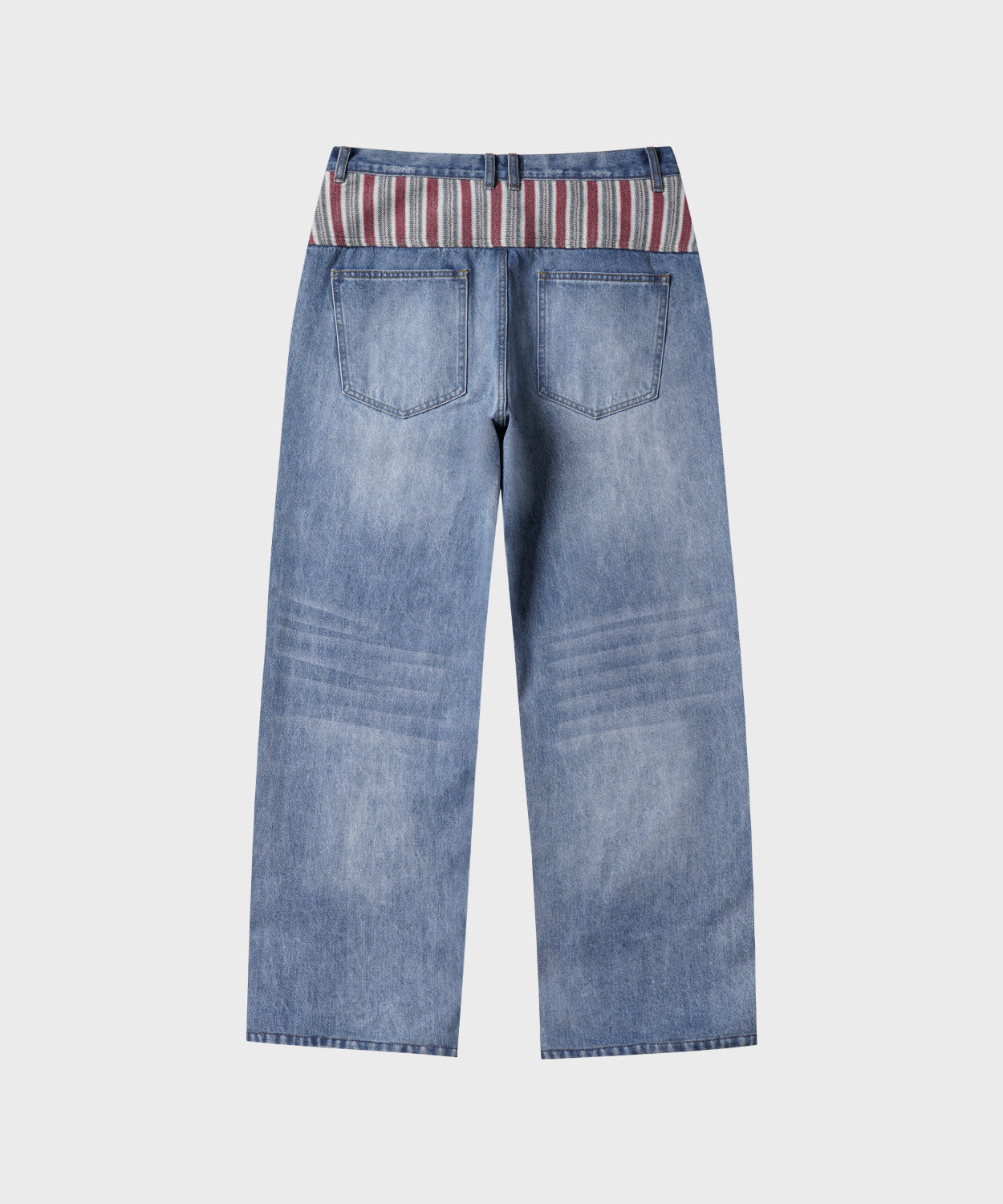 Panel Point Curved Denim Pants [Blue]