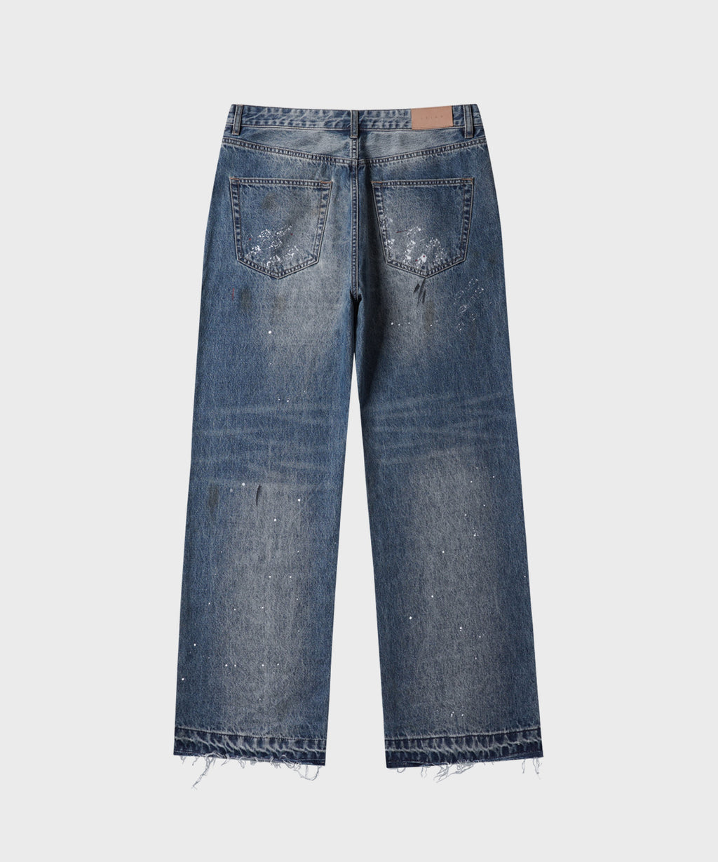 Painted Over Dye Washed Pants [Blue]