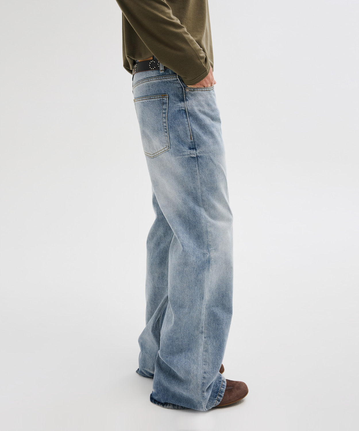 Flare Washed Denim Pants [Blue]
