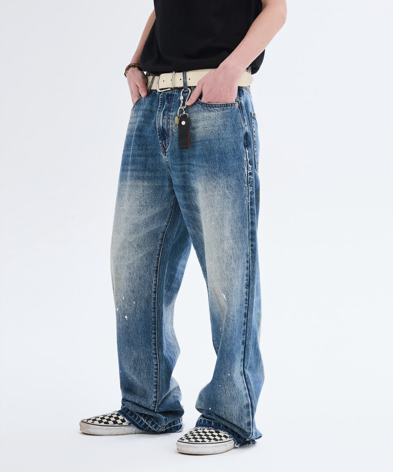 Painted Over Dye Washed Pants [Blue]