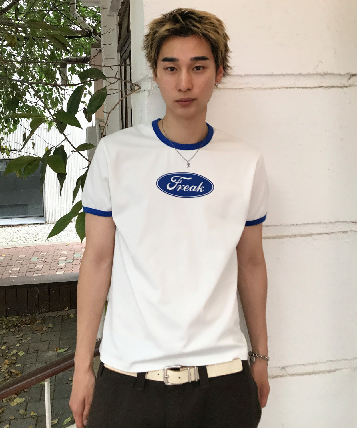 Ringer Point Graphic T-Shirt [Blue]